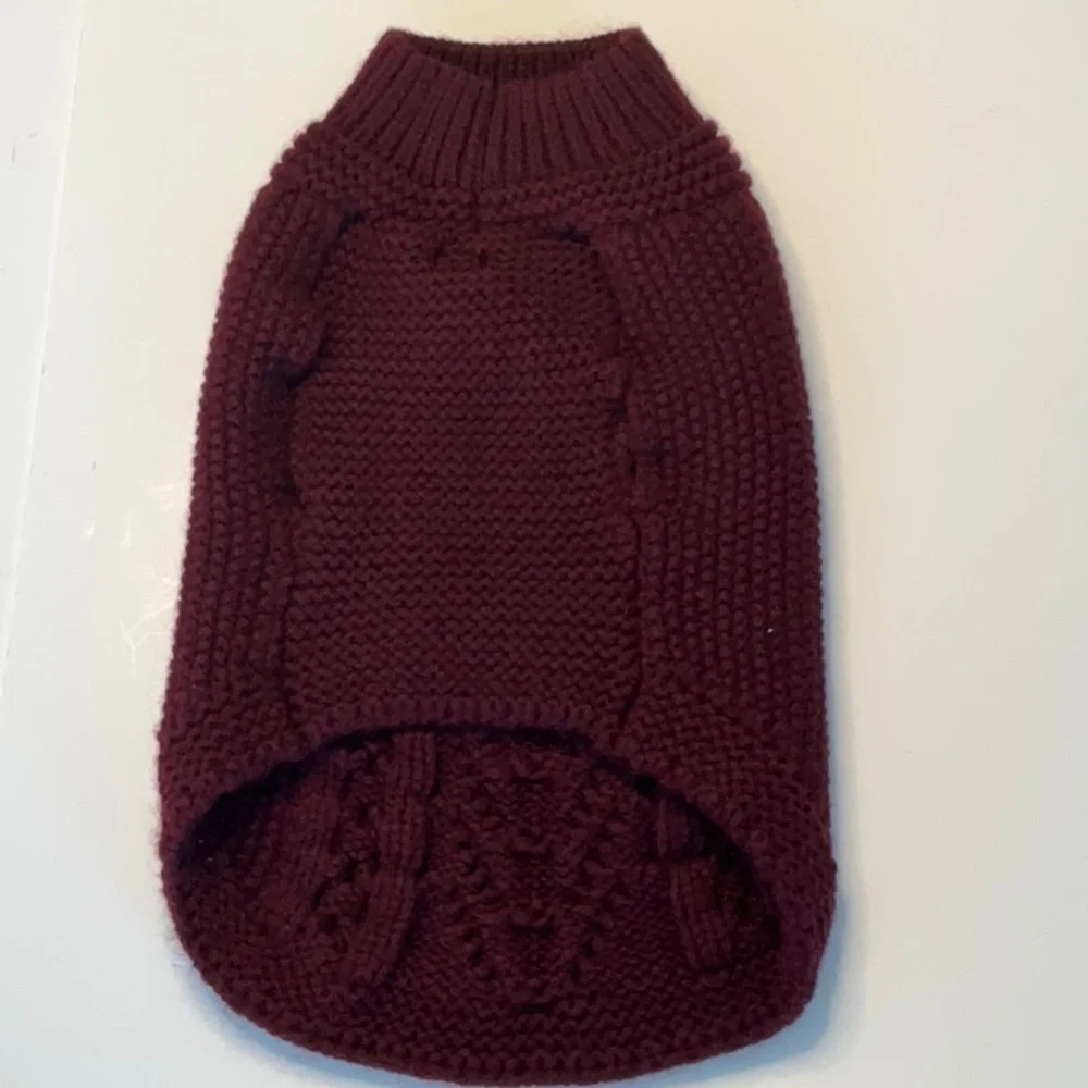 Cable Knit Dog Sweater - Burgundy